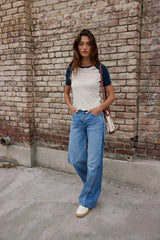 Serra Contrast Top in Navy