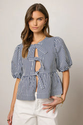 Milandra Striped Peplum Top