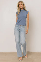 Sunny Mock Neck Top in Blue