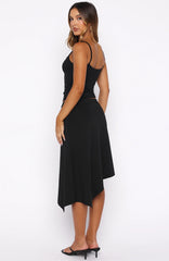 Sending My Love Asymmetric Midi Skirt Black