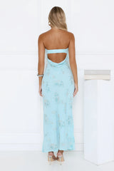Sparkling Floral Embellished Strapless Maxi Dress