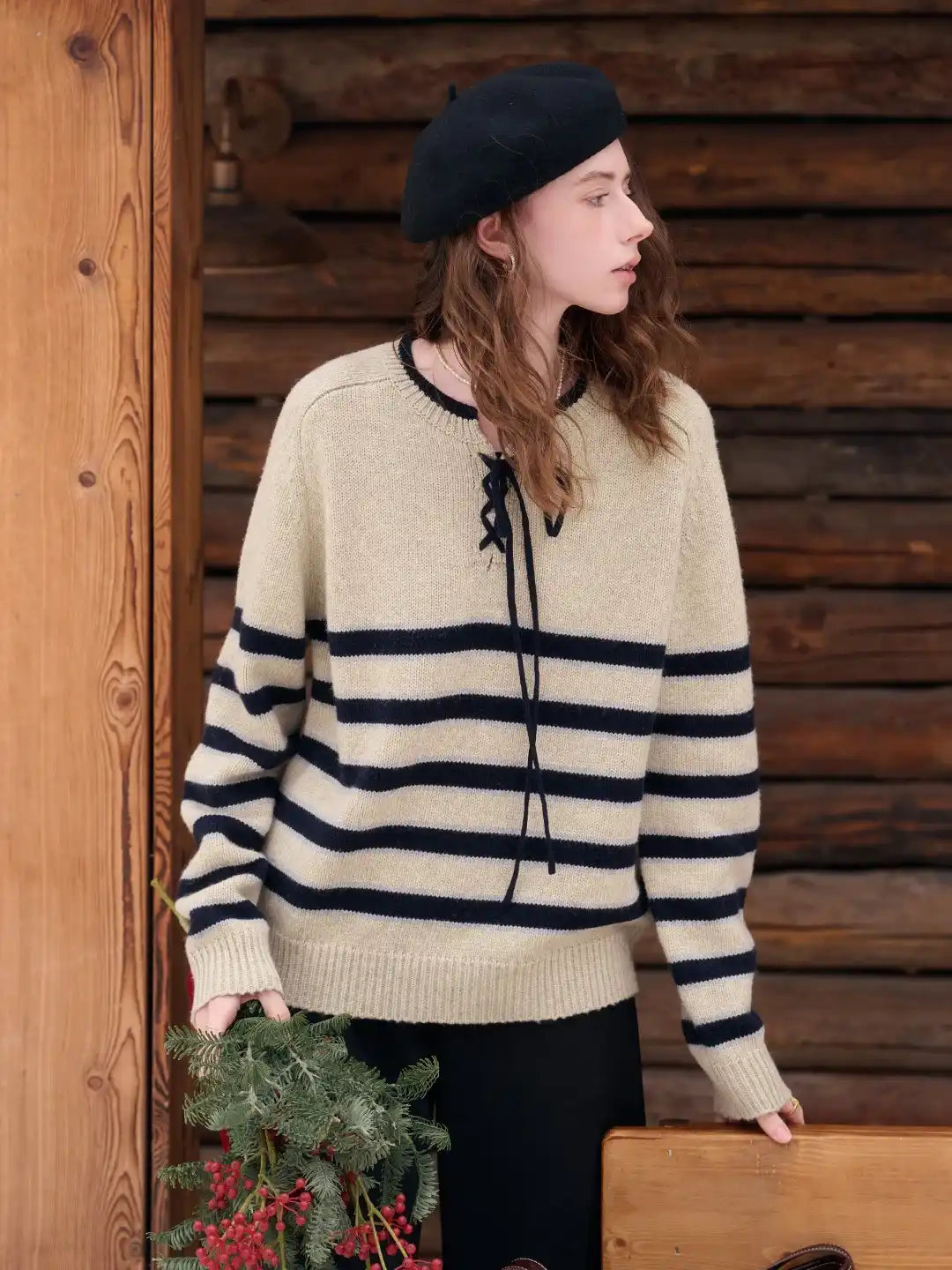 Emberlynn Round Neck Stripe Sweater