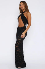 Take Time Lace Maxi Skirt Black
