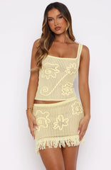 Living Loud Knit Mini Skirt Lemon