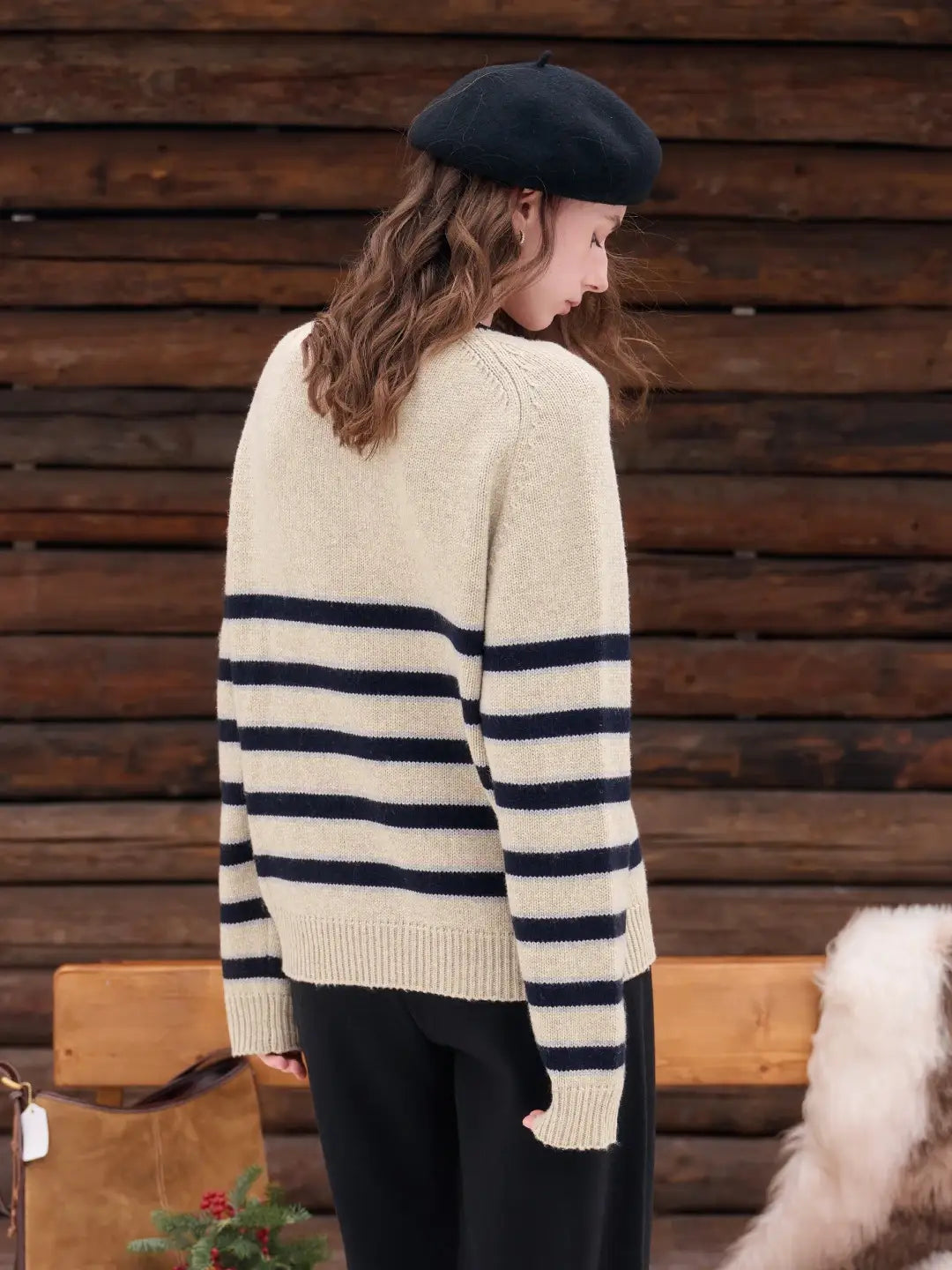 Emberlynn Round Neck Stripe Sweater