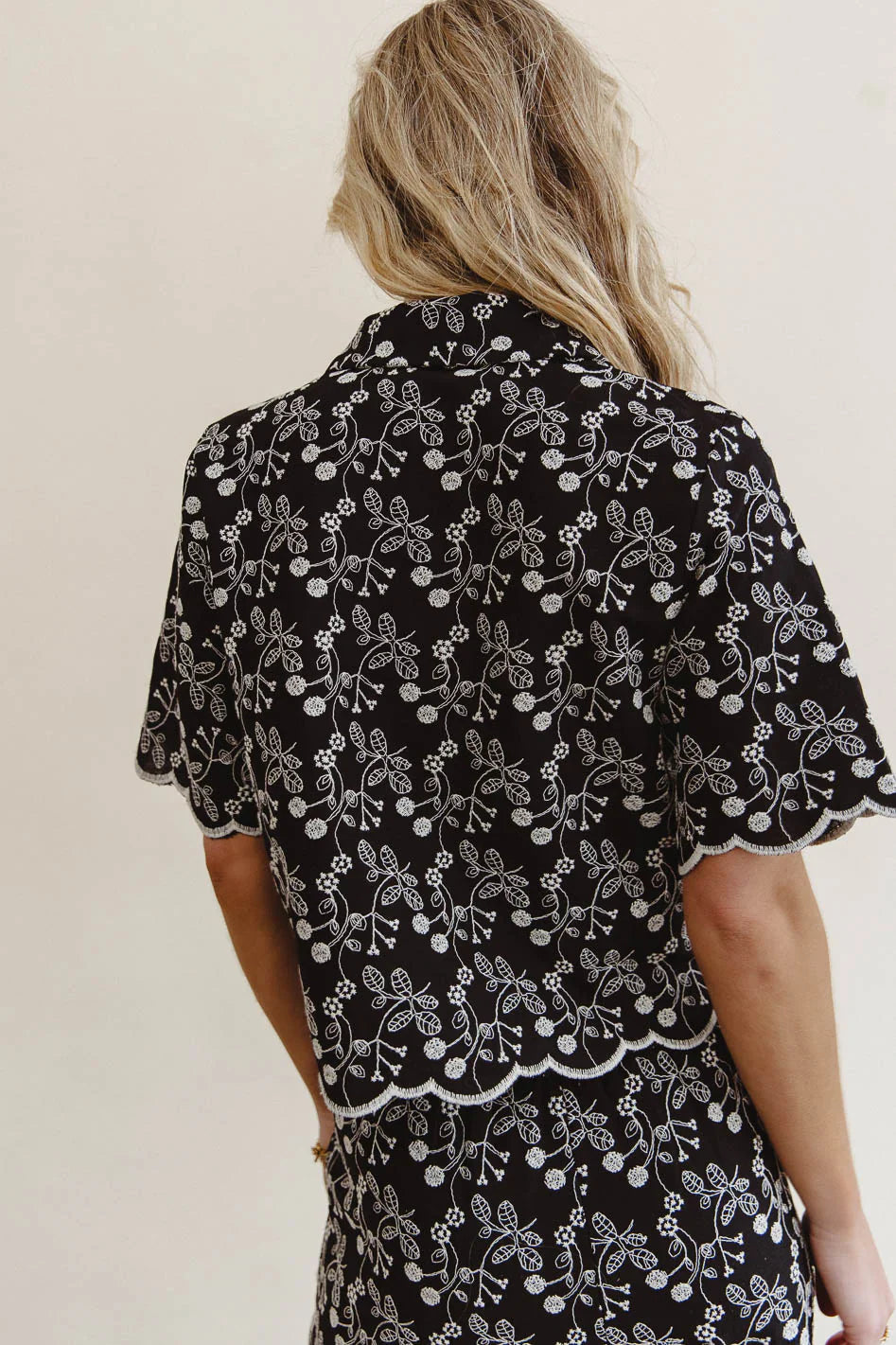 Perrie Floral Button Up in Black